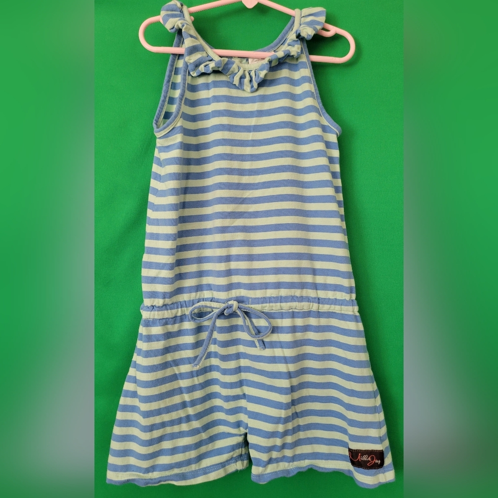 Striped Blue and White Romper Millie Jay Girls Size 8 Stretch Striped Summer